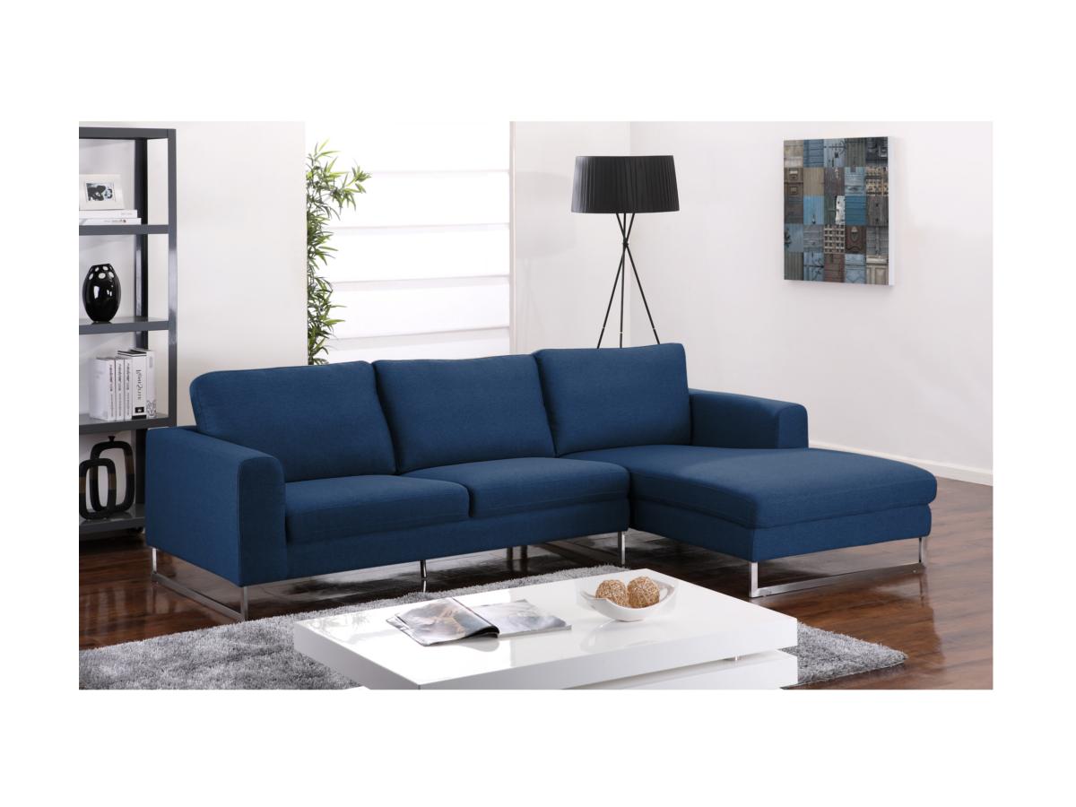 Canapé d\'angle tissu QUADRICO - Gris anthracite, beige ou bleu nuit Canapé d\'angle tissu QUADRICO - Gris anthracite, beige ou bleu nuit