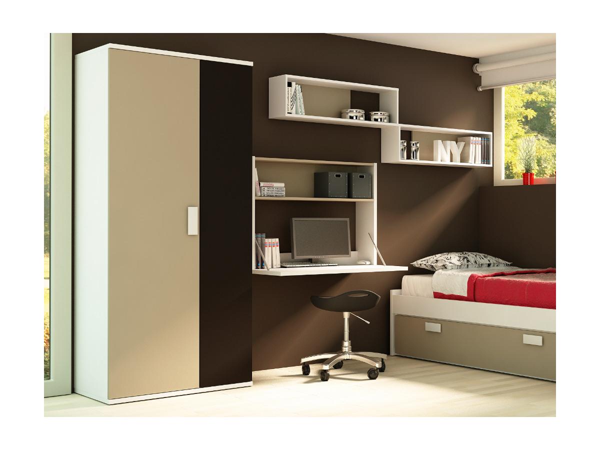 Armoire JULIEN - L90 cm - 2 portes - Blanc et taupe, blanc et rouge ... Armoire JULIEN - L90 cm - 2 portes - Blanc et taupe, blanc et rouge ...