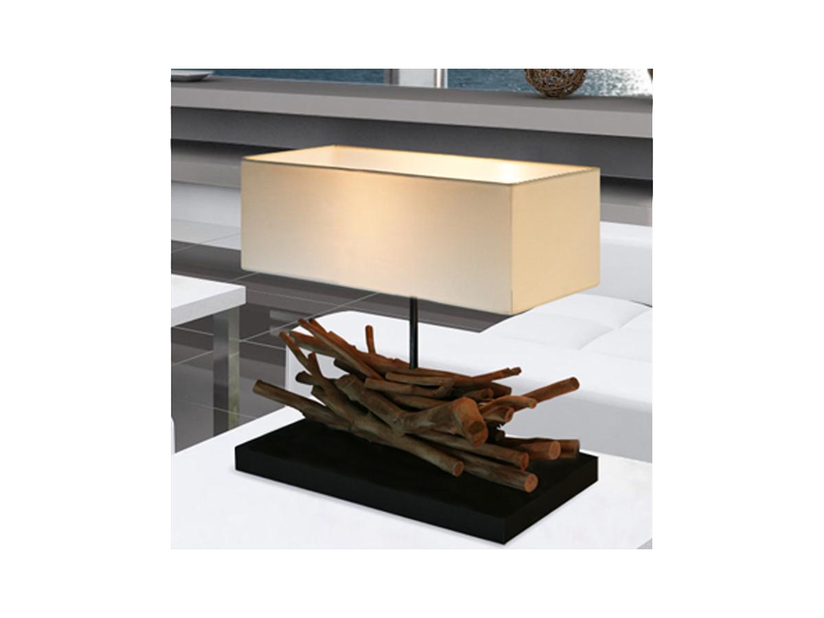 lampe à poser kendari bois flotté haut de gamme - h.30 cm - naturel